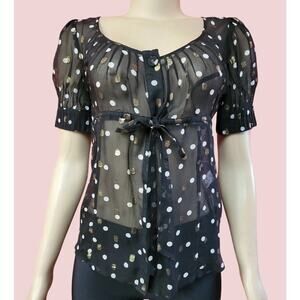 NWT Warehouse Sheer Metallic Polka Dot Top